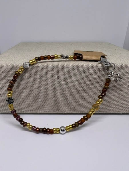 Brown and Silver Anklet